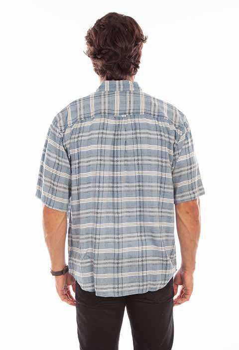 Scully Leather Western Scully Blue Worn Out's Plaid S/S Shirt - Scully Leather - Flyclothing LLC