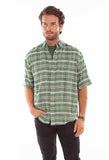 Scully Leather Western Scully Green Worn Out's Plaid S/S Shirt - Scully Leather - Flyclothing LLC