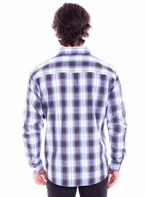 Scully Leather Western Scully Blue-Brown Worn Out's Plaid Shirt - Scully Leather - Flyclothing LLC