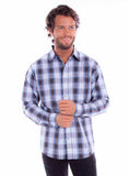 Scully Leather Western Scully Blue-Brown Worn Out's Plaid Shirt - Scully Leather - Flyclothing LLC