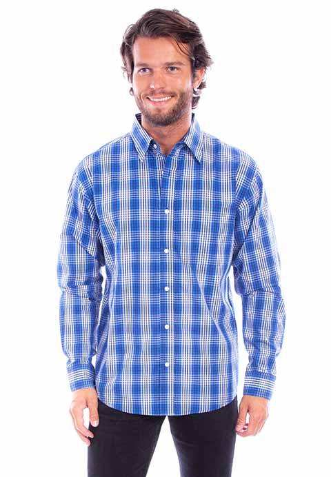 Scully Leather Western Scully Blue Worn Out's Plaid Shirt - Scully Leather - Flyclothing LLC