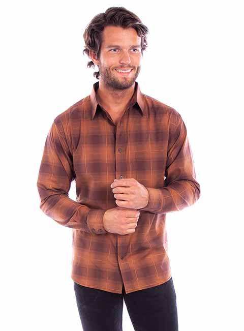 Scully Leather Western Scully Brown Worn Out's Plaid Shirt - Scully Leather - Flyclothing LLC