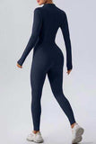 Half Zip Mock Neck Active Jumpsuit - Trendsi - Flyclothing LLC