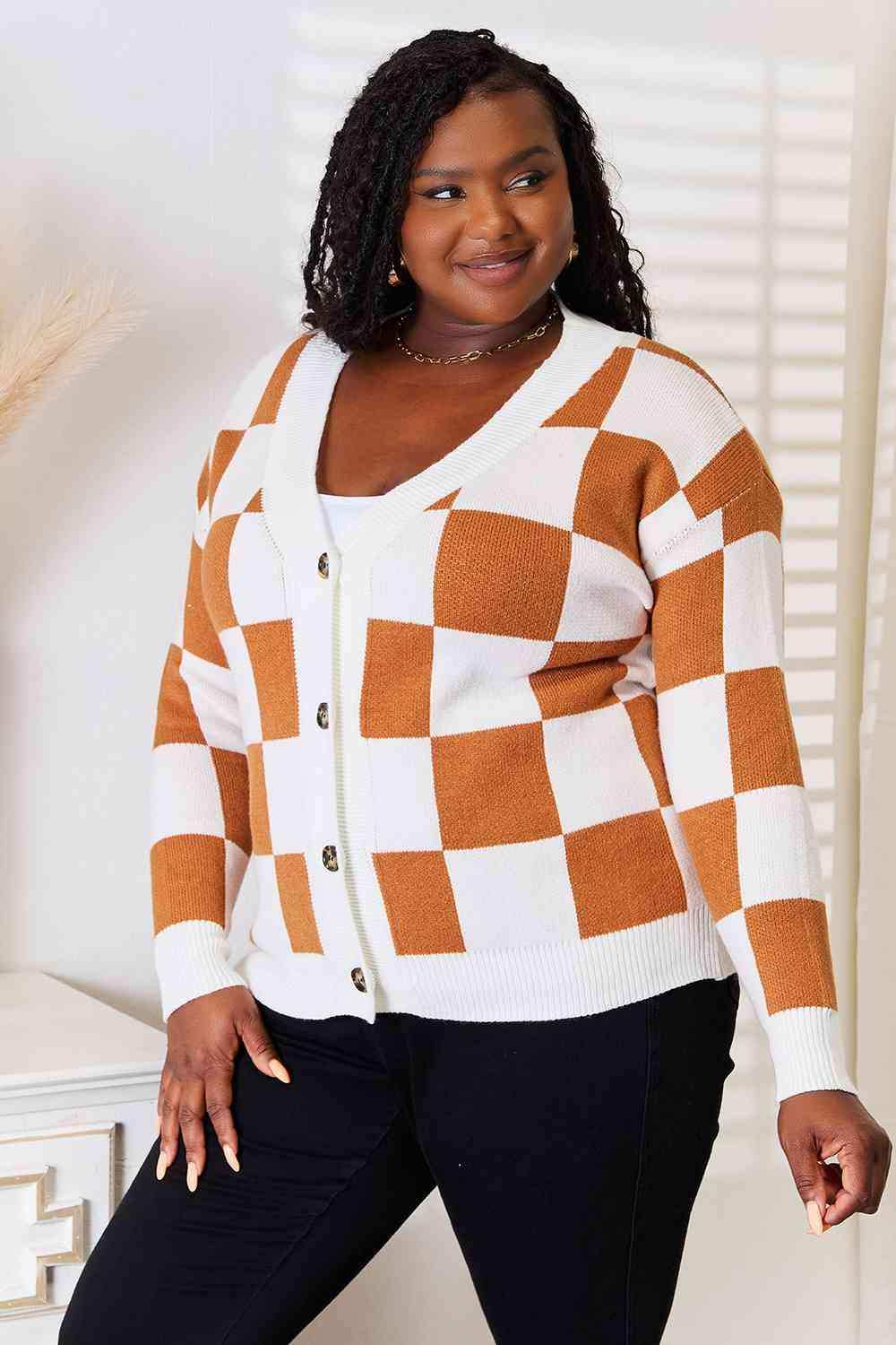 Double Take Button-Up V-Neck Dropped Shoulder Cardigan - Trendsi - Flyclothing LLC