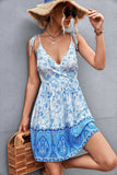 Bohemian Tie Shoulder Surplice Backless Dress - Trendsi - Flyclothing LLC