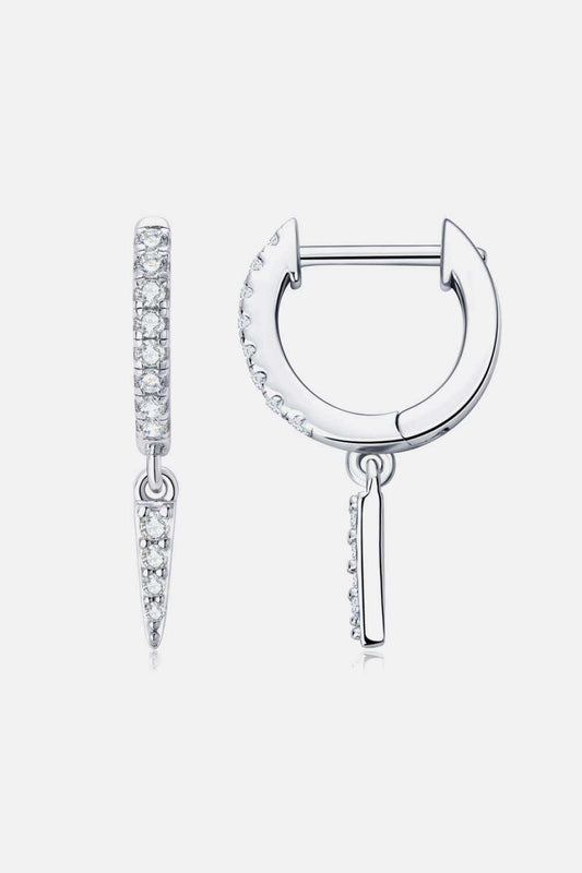 Moissanite 925 Sterling Silver Huggie Drop Earrings - Trendsi - Flyclothing LLC