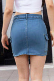 High Waist Pocketed Denim Skirt - Trendsi - Flyclothing LLC