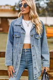 Buttoned Collared Neck Denim Jacket with Pockets - Trendsi - Flyclothing LLC