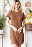 Ribbed Round Neck Short Sleeve Dress - Trendsi - Flyclothing LLC