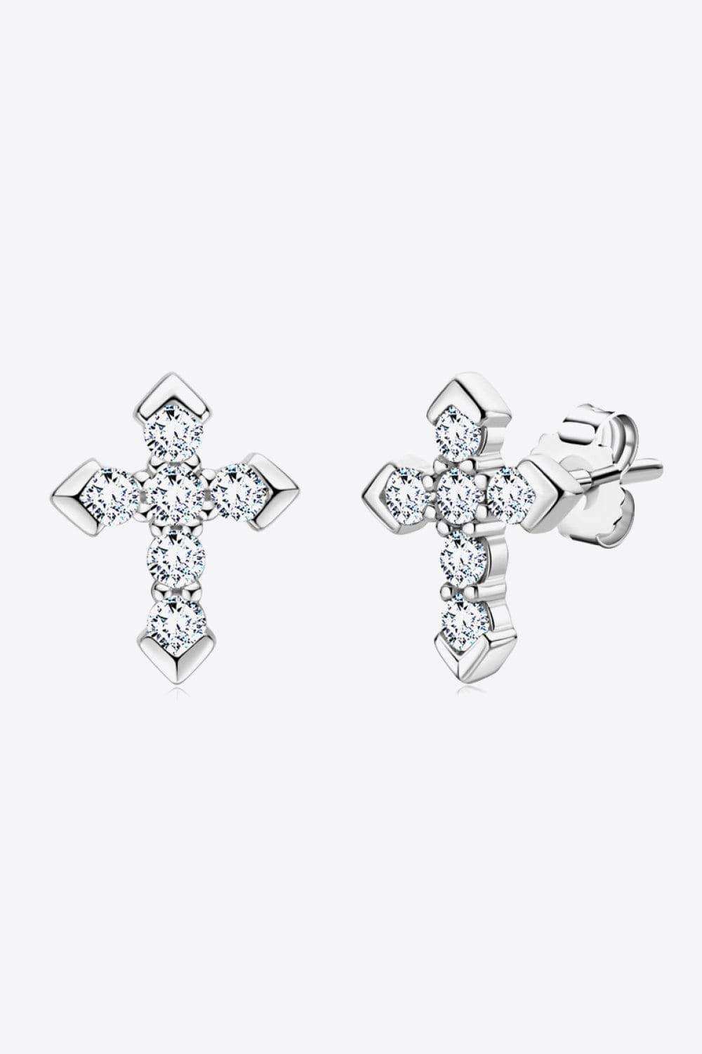 Moissanite Cross Stud Earrings - Trendsi - Flyclothing LLC