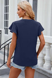 Notched Cap Sleeve T-Shirt - Trendsi - Flyclothing LLC