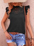 Swiss Dot Butterfly Sleeve Top - Trendsi - Flyclothing LLC