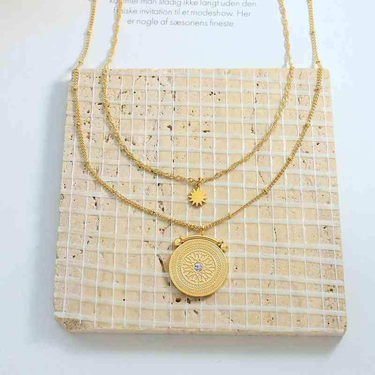 Stainless Steel Double-Layered Necklace - Trendsi - Flyclothing LLC