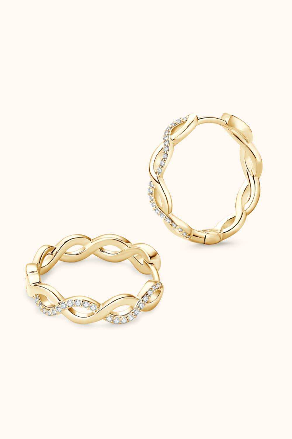 Moissanite Crisscross Hoop Earrings - Trendsi - Flyclothing LLC