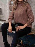 Turtleneck Rib-Knit Sweater - Trendsi - Flyclothing LLC