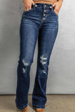 Button Fly Distressed Bootcut Jeans - Trendsi - Flyclothing LLC