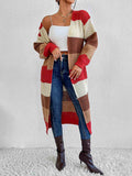 Color Block Open Front Longline Cardigan - Trendsi - Flyclothing LLC