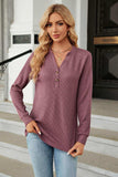 V-Neck Long Sleeve Blouse - Trendsi - Flyclothing LLC