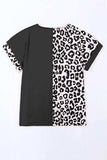 Plus Size Leopard Round Neck T-Shirt - Trendsi - Flyclothing LLC
