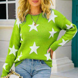 Star Pattern Round Neck Sweater - Trendsi - Flyclothing LLC
