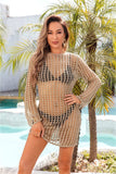 Cutout Round Neck Long Sleeve Cover-Up - Trendsi - Flyclothing LLC
