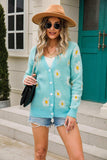 Daisy Pattern Button Front Cardigan - Trendsi - Flyclothing LLC