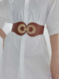 Alloy Buckle Elastic PU Belt - Trendsi - Flyclothing LLC