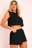Hooded Crop Top & Pocketed Shorts Set - Trendsi - Flyclothing LLC