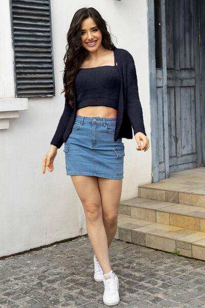 Cropped Cami and Open Front Cardigan Set - Trendsi - Flyclothing LLC