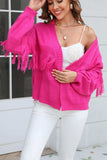 Fringe Trim Open Front Cardigan - Trendsi - Flyclothing LLC