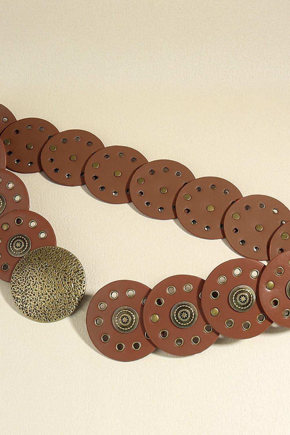 Round Shape PU Leather Belt - Trendsi - Flyclothing LLC