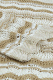Wavy Stripe Scalloped Hem Openwork Knit Top - Trendsi - Flyclothing LLC