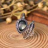 Alloy Moonstone Leaf Bypass Ring - Trendsi - Flyclothing LLC
