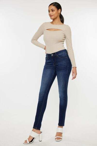 Kancan Mid Rise Gradient Skinny Jeans - Trendsi - Flyclothing LLC
