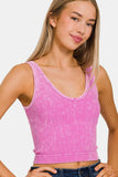 Zenana Washed Ribbed Cropped Tank - Trendsi - Flyclothing LLC