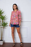 Floral Button Up Flounce Sleeve Shirt - Trendsi - Flyclothing LLC