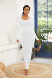 Round Neck Long Sleeve Maxi Wrap Dress - Trendsi - Flyclothing LLC