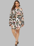 Full Size Floral Long Sleeve Mini Dress - Trendsi - Flyclothing LLC