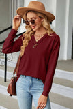 V-Neck Long Sleeve T-Shirt - Trendsi - Flyclothing LLC