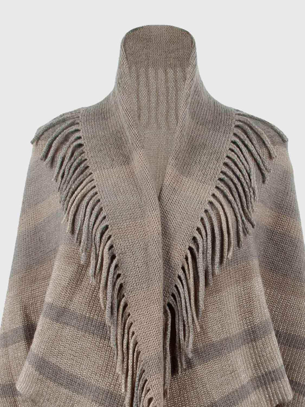 Fringe Detail Open Front Poncho - Trendsi - Flyclothing LLC