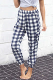 Plaid Elastic High Waist Cargo Pants - Trendsi - Flyclothing LLC
