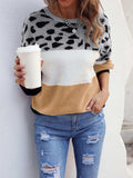 Color Block Round Neck Sweater - Trendsi - Flyclothing LLC