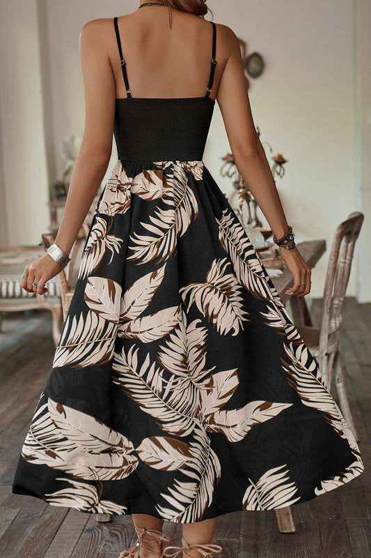 Printed Sleeveless Scoop Neck Slit Dress - Trendsi - Flyclothing LLC