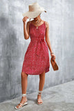 Printed V-Neck Tie Waist Mini Dress - Trendsi - Flyclothing LLC