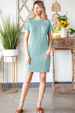 Ribbed Round Neck Short Sleeve Dress - Trendsi - Flyclothing LLC