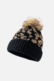 Leopard Pom-Pom Cuffed Beanie - Trendsi - Flyclothing LLC