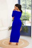 Round Neck Long Sleeve Maxi Wrap Dress - Trendsi - Flyclothing LLC
