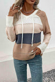 Color Block Drawstring Hooded Sweater - Trendsi - Flyclothing LLC