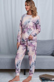 Tie-Dye Crewneck Top and Drawstring Waist Joggers Lounge Set - Trendsi - Flyclothing LLC