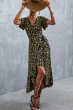 Floral Surplice Neck Tied Midi Dress - Trendsi - Flyclothing LLC